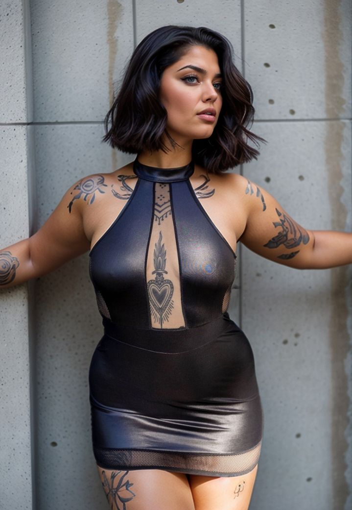 Vestido Nikki de piel sintética y rejilla