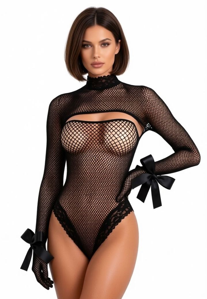Glamoria set: Body and Fishnet Crop Top