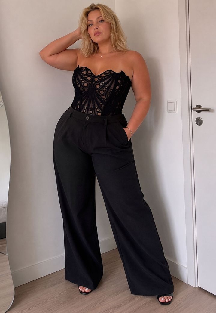 Korte bustier van guipure kant