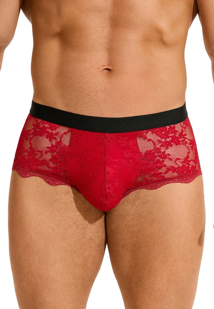 Boxer trunk van transparant kant met een aansluitende, comfortabele pasvorm