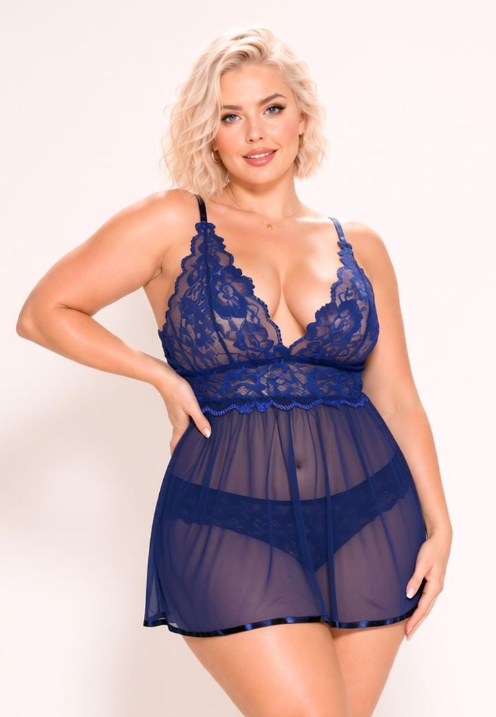 Nuisette Nuit Royale - Élégance et transparence grande taille