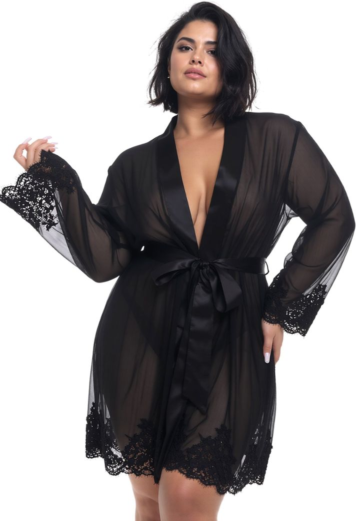 Kimono trasparente con pizzo