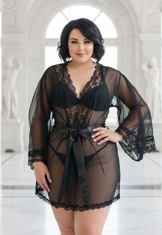 Voluptuosa - Negligé Trasparente e String Coordinato