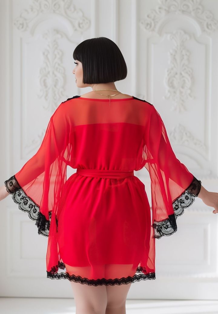 Voluptuosa - Negligé Transparente y String Coordinado