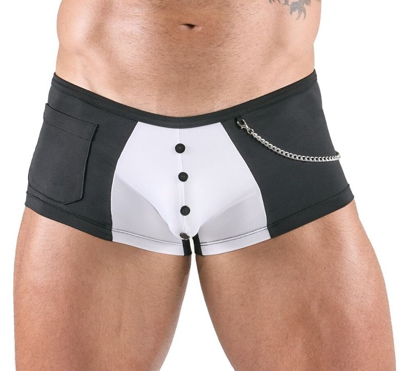 Boxer “private waiter”: μαύρο/λευκό, αποσπώμενη αλυσίδα