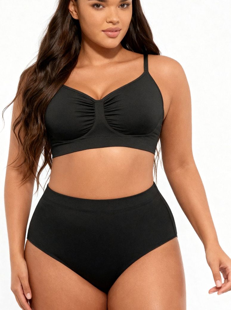 Black high-waist brief: soft sculpt, full coverage, no fuss