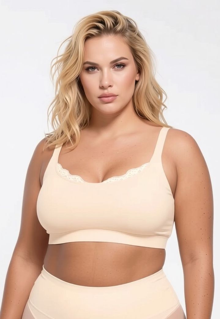 Cream seamless bralette: sexy scoop neck, smooth back