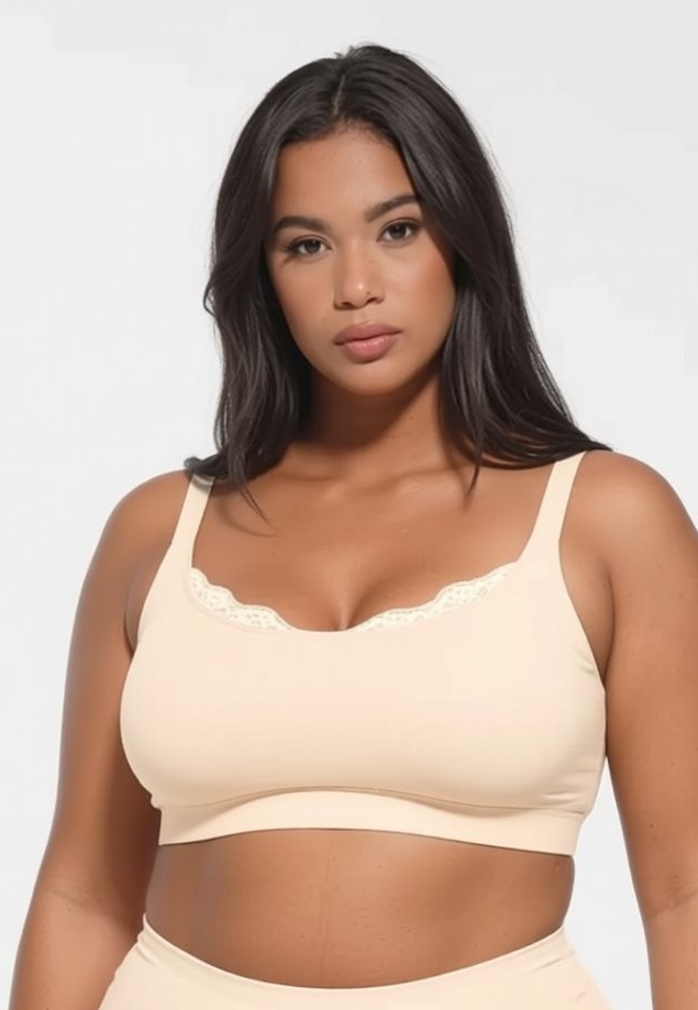 Crèmekleurige seamless bralette: sexy ronde hals, gladde rug