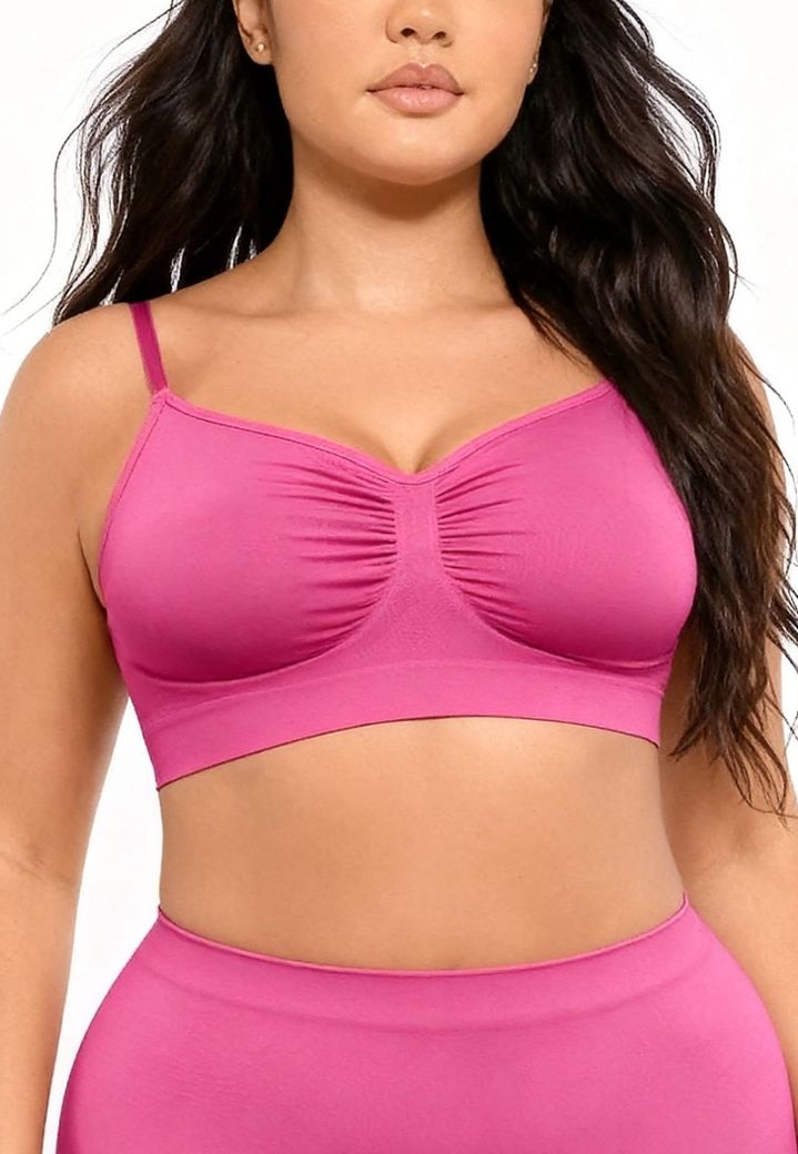 Reggiseno rosa arricciato: forma naturale, comfort seconda pelle
