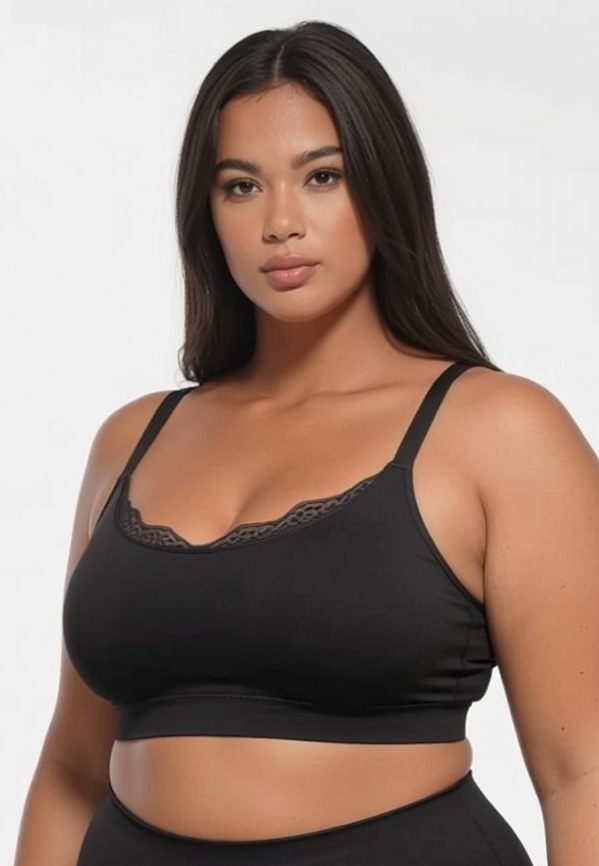 Schwarzes seamless Bralette: sexy Rundhals, glatter Rücken