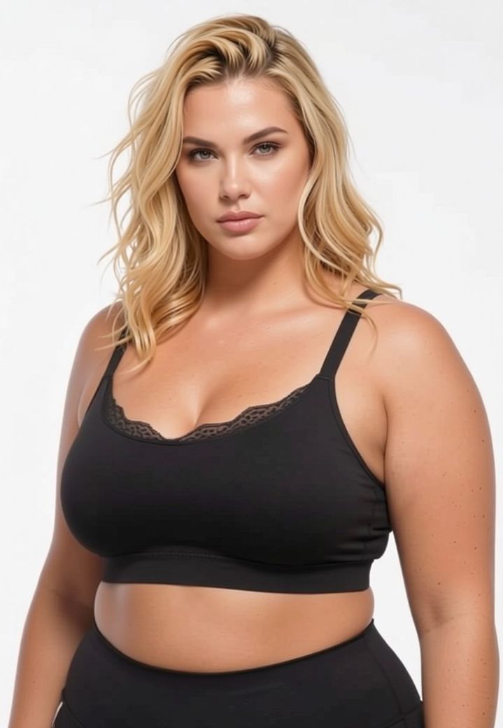 Bralette seamless negro: escote redondo sexy, espalda lisa