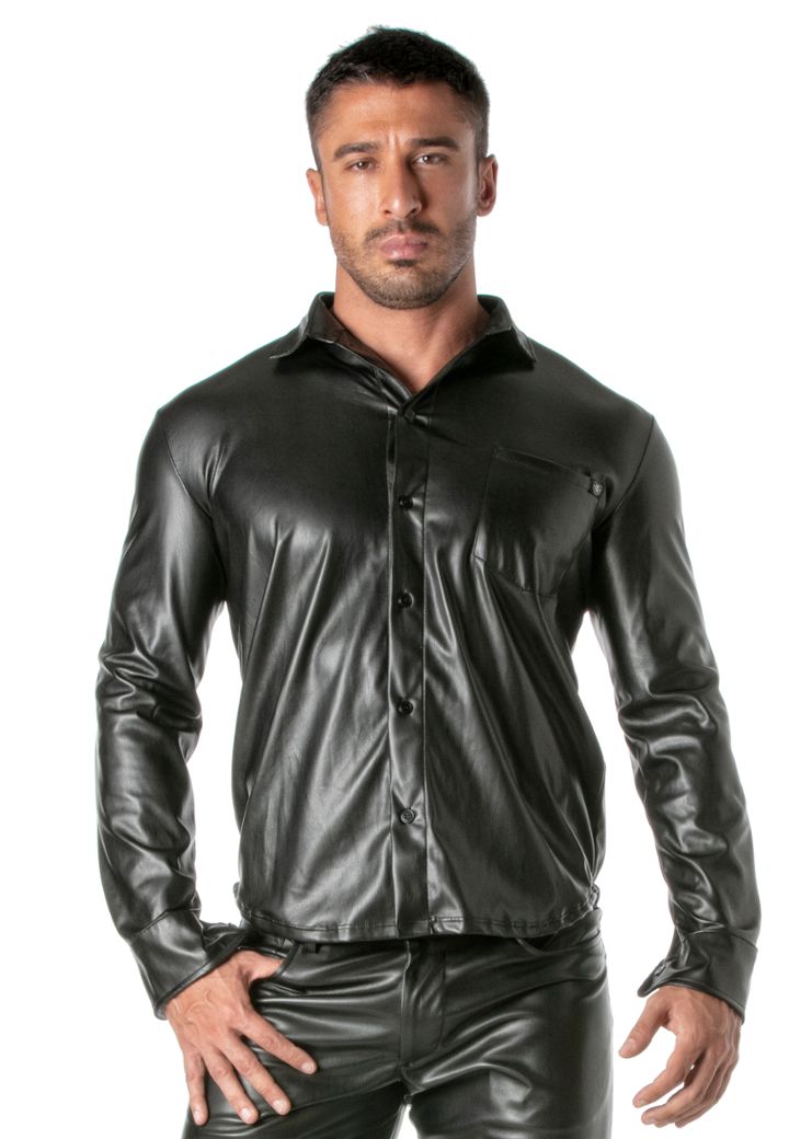 Fetish Herren-Tanktop in Lederoptik mit Schnürung