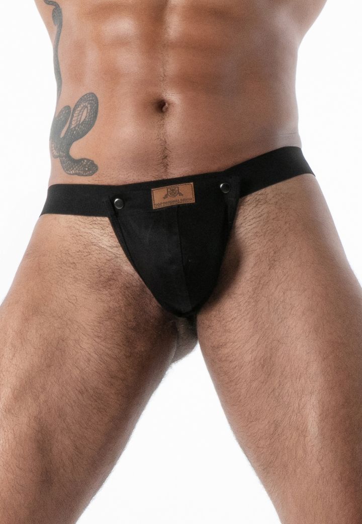 Tanga hombre sexy de jeans con botones a presión