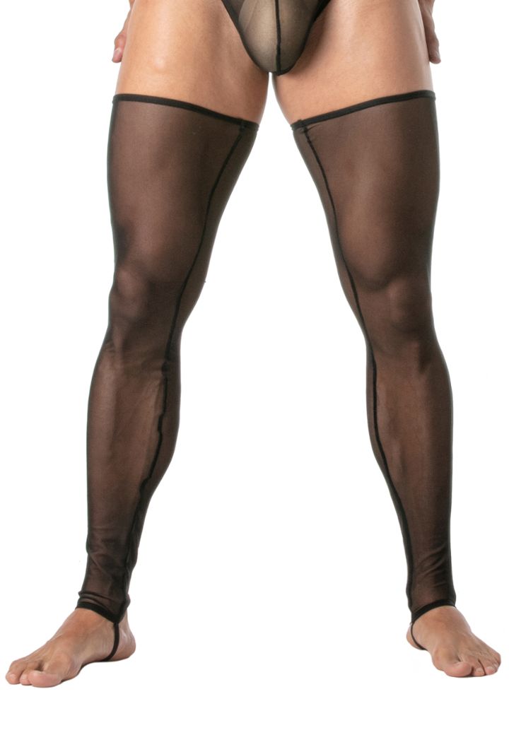 Sexy Herren-Strümpfe transparent aus elastischem Mesh