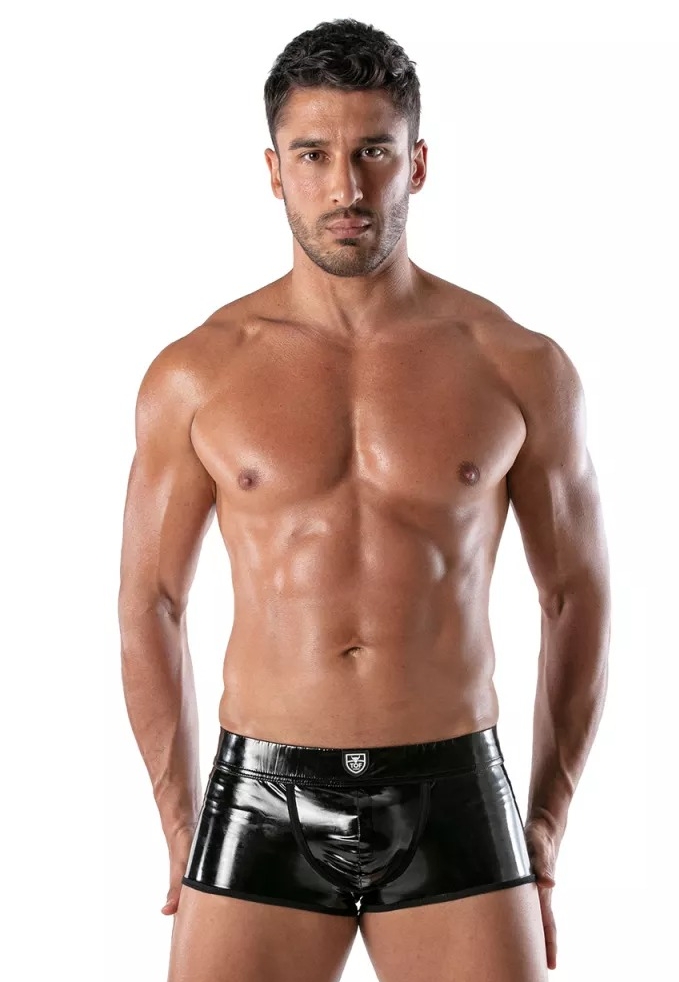Calções boxer fetiche em vinil elástico