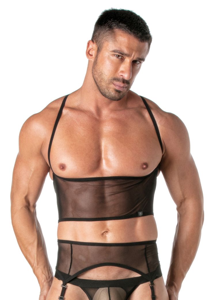 Sexy Herren-Bustier transparent mit abnehmbaren Trägern