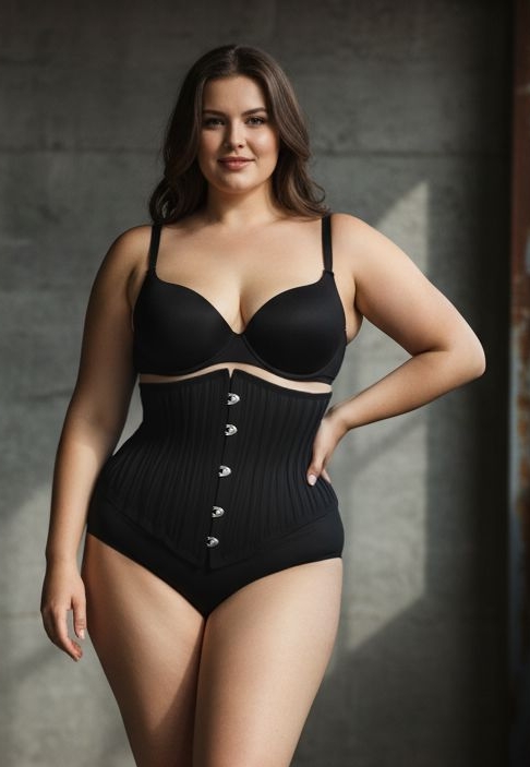 Corset underbust brocart, coupe longue hanches & ventre, fait main