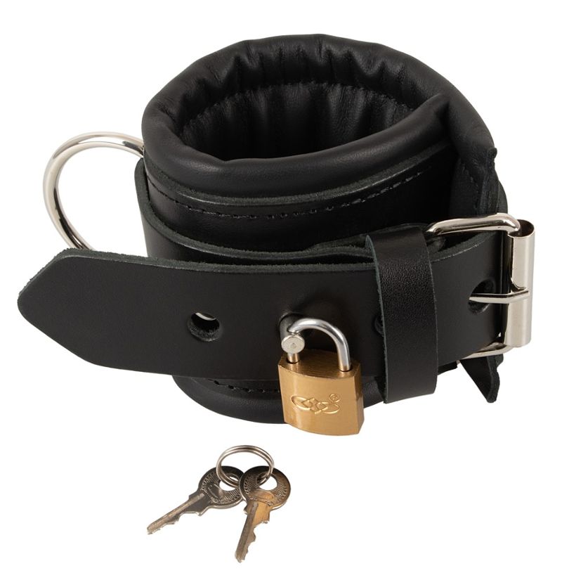 Professional Leather Handcuffs with Padlock - Secure and Comfortable Restraint