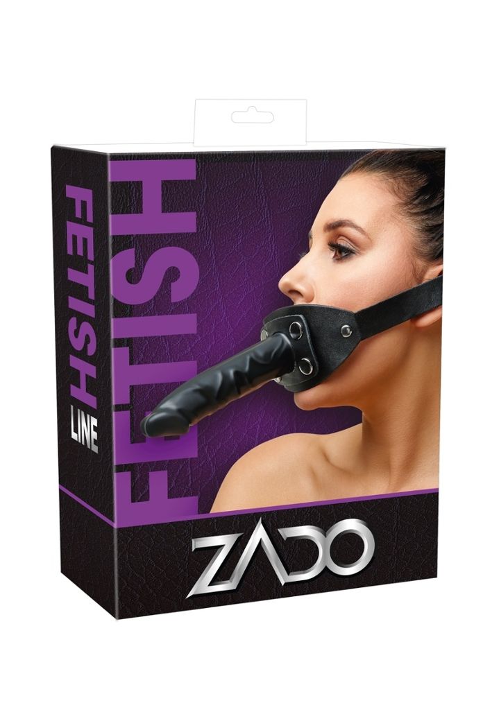 Mordaza con consolador datex extraíble, correa de cuero ajustable